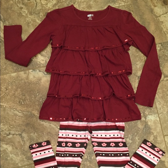 Crazy 8 girls size XL (14) Ruffle Top & Leggings - Picture 1 of 6